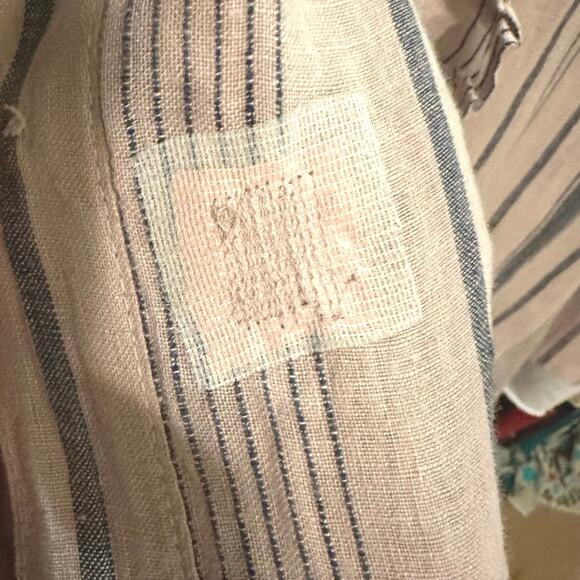 Free People - Ruffle Front Shirt - Extra Large (pink/denim stripe color) - Picture 15 of 15